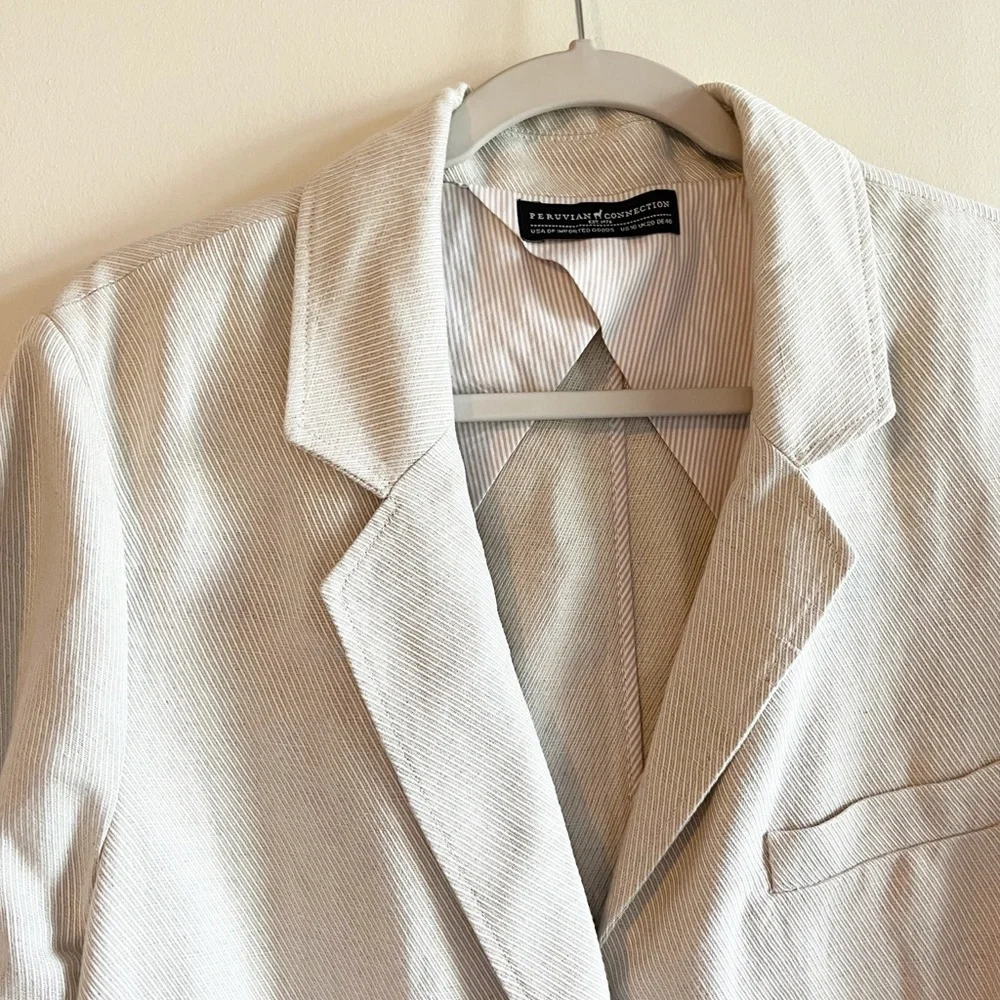 Like New Peruvian Connection Belda Linen Blend Blazer Sz 14 - Picture 6 of 8